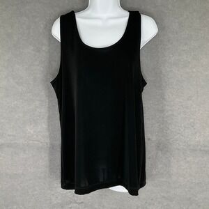 Chicos Travelers Black Sleeveless Scoop Neck Tank Top XL‎ Liquid Knit Essential